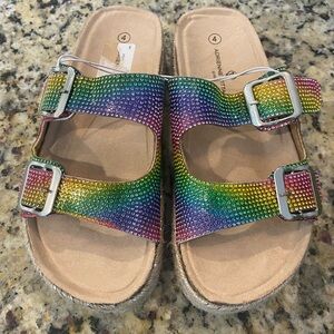Kids Adrienne Rainbow Rhinestone Sandals size 4